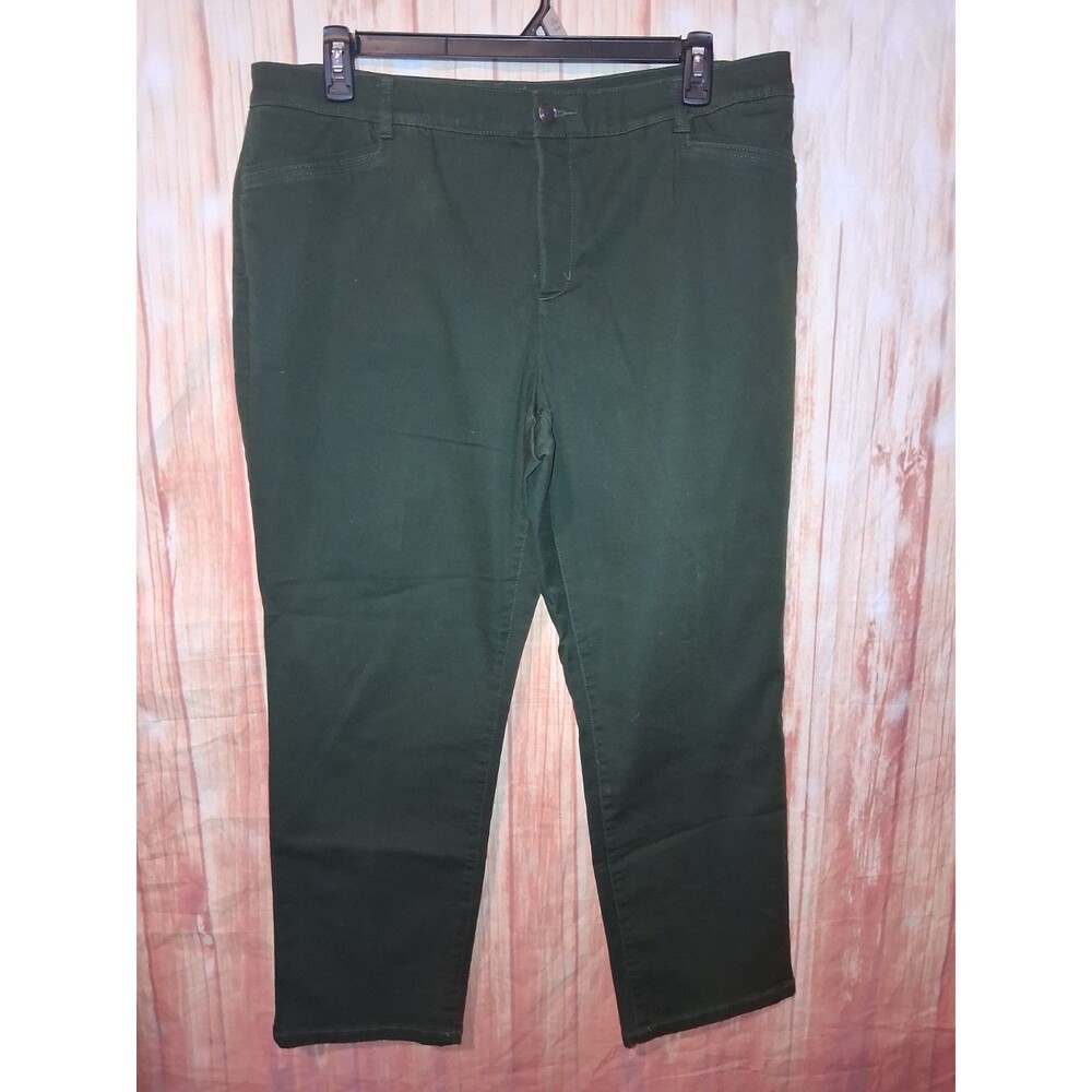 CJ Banks Signature Slimming Green Straight Leg Pants Sz 18WP